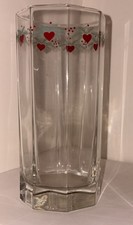 Vintage Porsgrund Norway Hearts and Pines Glass Tumbler Octagonal Highball 6” picture