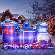 8ft Christmas Inflatable Polar Train with LED Lights, Weather-Resistant Outdoor picture