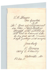 1885 Handwritten Letter L Brown Family History Waterville ME Maine picture
