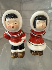 Vtg 1950's Napco Christmas Eskimo Kissing Salt & Pepper Shakers Alaska picture