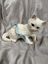 CYBIS BISQUE (PARIAN) PORCELAIN KITTEN WITH BLUE RIBBON, 1967, MINT CONDITION picture