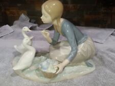 LLADRO Made In Spain Girl With Basket Feeding Ducks Figurine picture