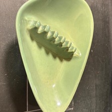 Vintage Anholt Denver Colorado Green Ceramic Ashtray MCM Teardrop Pat 2352156 picture