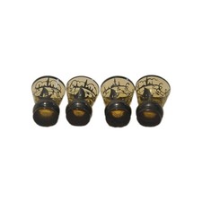 VTG Italian Amber Glass Shot Glasses Set of 4 MCM Barware Hostess Gift Idea..... picture