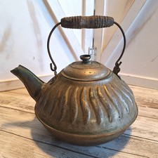 Vtg Copper Tea Kettle w/ Wooden Handle Teapot Home MFG Rome NY, USA  8
