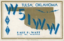 Vintage Amateur Radio QSL Postcard, 1940, W5IWW, Tulsa, OK, Scott #804 picture