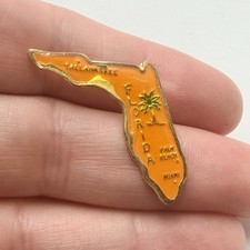 Florida State Map Shape Lapel Pin Miami Palm Beach Tallahassee Souvenir Vintage picture