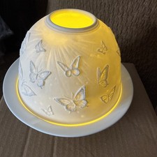 Breathtaking 3D Design With Butterflies 3 Piece Ceramic Candle Holder W/candle picture