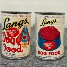 Vintage Langs Dog Food Tin Coin Bank Lang Feed Co Romulus Michigan Advertising picture
