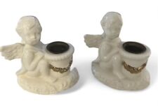 CUTE Vintage Ceramic Angel Cherub CANDLEHOLDERS picture
