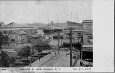 Vintage Postcard 1901-197 Docking & Liner, Hoboken, New Jersey (NJ) picture