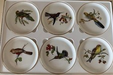 Vintage Furstenberg Porzellan Germany Bird Mini Plates Coasters Set of 6 Fine picture