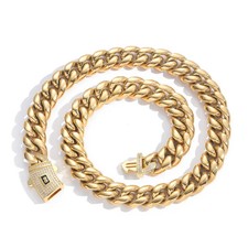 Hip-Hop 14K Gold Plated 316 Stainless Steel Copper Geometric Cuban Link bracelet picture
