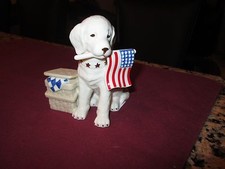 Lenox Patriotic Golden Retriever Puppy Dog Figurine New in Box 3.75