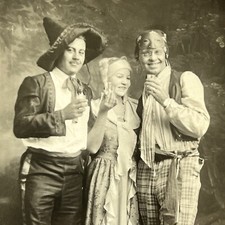 Antique RPPC Real Photograph Postcard Halloween Costume Men Woman Odd Shots picture