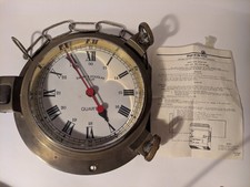 Antique Emery And Douglas Quartz Nautical porthole Clock engraved chain See cond picture