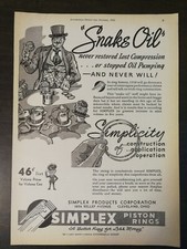 Vintage 1939 Simplex Piston Rings Full Page Original Ad 1221 picture