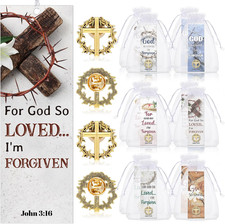 24 Pcs/12 Sets Crown of Thorns Lapel Pins with John 3: 16 Bookmark... picture