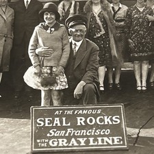 1920c Rppc San Francisco California gray line bus tours seal rocks lots people  picture