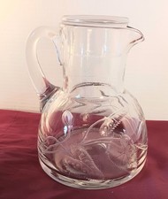 Etched Crystal Decanter With Drinking Glass   Made In Italy picture