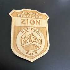 Vintage Zion Junior Ranger National Park Wooden Souvenir Lapel Pin picture
