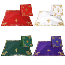 Silk Burse Chalice Veil Set of 4 Hand Embroidered Catholic Liturgical Vestment picture