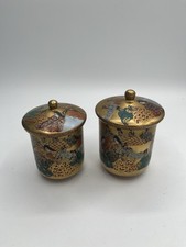 Antique Japanese Satsuma Tea Jar Set, 1000 Faces Design picture