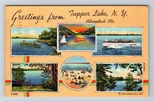 Adirondacks NY-New York, General Greetings, Tupper Lake, c1948 Vintage Postcard picture