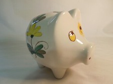 Vintage Toscany Porcelain Piggy Bank Hand Painted Floral by Weiss Made in Brazil picture