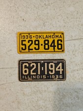 1936 Miniature License Plates, Goudey Gum Co. Oklahoma Illinois. Damage On Back picture