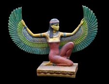 UNIQUE HANDMADE ANCIENT EGYPTIAN Statue Heavy Stone Large Goddess Isis Wings picture