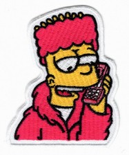 Bart Simpson Phone Embroidered 3.0 inch Iron on Sew on Patch picture