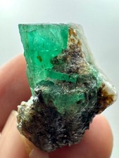 57 CT Amazing Top Green Full Terminated Natural Crystal Emerald On Matrix @PAK. picture