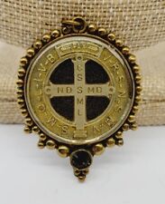 Vintage St. Benedict PAX Medallion Pendant for Necklace Gold tone 2.25 in picture