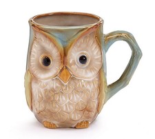 Owl In Blue/Green Color Porcelain Coffee Mug Home & Kitchen Collectible picture