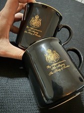 Gevalia Kaffe Set of 2 Black Coffee Mugs – Appointment His Majesty King Sweden picture
