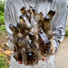 7.84LB Natural smoky black quartz cluster crystal mineral specimen healing picture