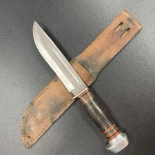 Vintage Pre WW2 Remington RH-36 Fixed Blade Knife Stacked Leather Solid & Sheath picture