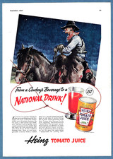 1937 HEINZ TOMATO JUICE AD ~  COWBOY'S BEVERAGE TO A NATIONAL DRINK 3 bonus ads picture