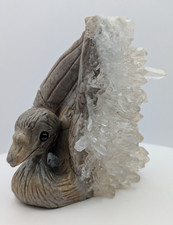 Quartz Cluster Swan Bird Carving 238g Sparkling Points Small Rainbows 82mm Tall picture