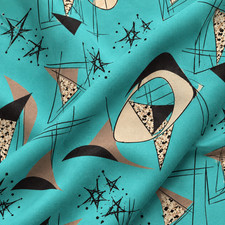 1950s reproduction fabric Boomerang Atomic midcentury MCM 50s 60s Starburst picture