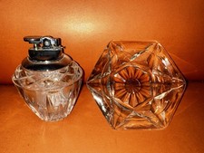 Vintage Pressed Glass 2 Piece Smoking Set Ashtray Cigarette Table Lighter picture