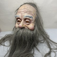 VTG 1998 Paper Magic Group Old Man Wizard Latex Mask Gray Beard Halloween RARE picture