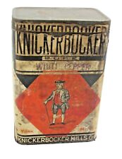Rare Vintage Knickerbocker Mills Pure White Pepper Tin Can Paper Label #AQ picture