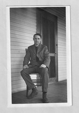 1904-1920s Antique RPPC Real Photo Postcard Handsome Young Man Seated on Porch picture
