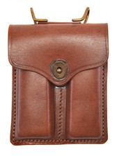 Brown Premium Drum Dyed Leather .45 Double Magazine Pouch with Hanger picture
