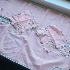 VTG 4pc  Linen Dresser Scarf Table Runner Set with Pink White and Black picture