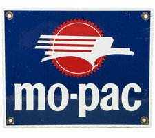 VINTAGE MO-PAC PORCELAIN SIGN TRAIN STATION GAS OIL RAILROAD FREIGHT picture