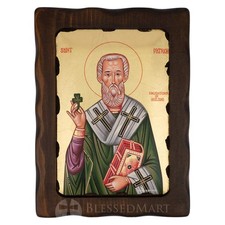 Saint Patrick Icon – Enlightener of Ireland - Gold Leaf Greek Orthodox Icon picture