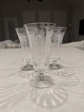 Heisey Glass Etched Minuet Iced Tea Glasses 6 7/8” Set of 3 picture